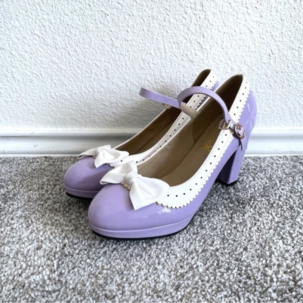 Pixie Cove Patent Leather Pumps Womens 41/ 10.5 Purple Retro Pin Up Rockabilly